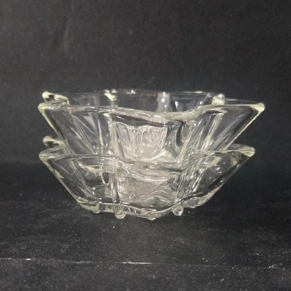 Anchor Hocking Six‎ Point Star Candlestick Holders, Set of 2, Vintage Votive